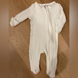 Caden Lane Cloud White Waffle Zipper Footie